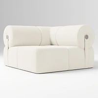 Samos Sectional Armless Performance Yarn Dyed Linen Weave Alabaster