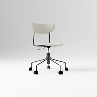 Petal Fully Upholstered Office Chair, Yarn Dyed Linen Weave, Pewter, Dark Bronze