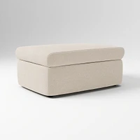 Enzo Storage Ottoman, Poly, Yarn Dyed Linen Weave, Alabaster, Concealed Support