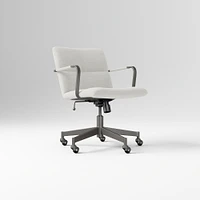 Cooper Mid-Century Office Chair, Yarn Dyed Linen Weave, Pewter, Cool Walnut and Dark Bronze