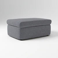 Enzo Storage Ottoman, Poly, Yarn Dyed Linen Weave, Alabaster, Concealed Support