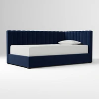 Avalon Corner Storage Bed Queen Yarn Dyed Linen Weave Alabaster