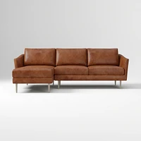 Sloane 96" Right 2-Piece Chaise Sectional, Saddle Leather, Nut, Champagne Bronze