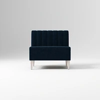 Emmett Dining Banquette Armless Bench, Yarn Dyed Linen Weave Pewter, Acorn