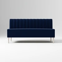 Emmett Dining Banquette Armless Bench, Yarn Dyed Linen Weave Pewter, Acorn