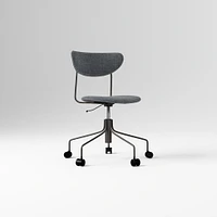 Petal Fully Upholstered Office Chair, Yarn Dyed Linen Weave, Pewter, Dark Bronze