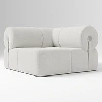 Samos Sectional Armless Performance Yarn Dyed Linen Weave Alabaster