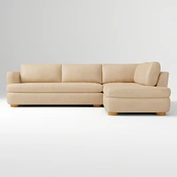 Leroy 2-Seat 2-Piece Right Bumper Chaise Sectional, Saddle Leather, Nut, Almond
