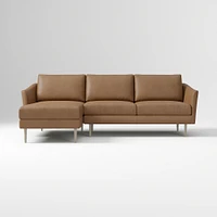 Sloane 96" Right 2-Piece Chaise Sectional, Saddle Leather, Nut, Champagne Bronze