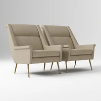 Carlo Highback Chair, Poly, Saddle Leather, Nut, Brass