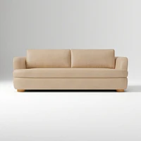 Leroy 96in Sofa, Ludlow Leather Navy, Cool Walnut