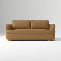 Leroy 96in Sofa, Ludlow Leather Navy, Cool Walnut