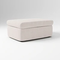 Enzo Storage Ottoman, Poly, Yarn Dyed Linen Weave, Alabaster, Concealed Support