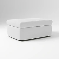 Enzo Storage Ottoman, Poly, Yarn Dyed Linen Weave, Alabaster, Concealed Support