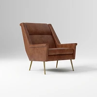 Carlo Highback Chair, Poly, Saddle Leather, Nut, Brass