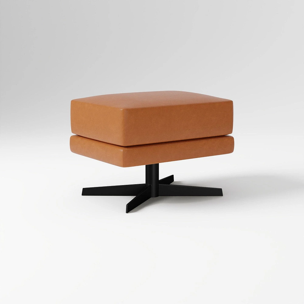 Viv High Back Swivel Chair Ottoman Saddle Leather Nut Dark Bronze