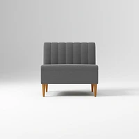 Emmett Dining Banquette Armless Bench, Yarn Dyed Linen Weave Pewter, Acorn