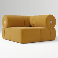 Samos Sectional Armless Performance Yarn Dyed Linen Weave Alabaster