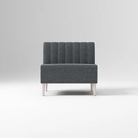 Emmett Dining Banquette Armless Bench, Yarn Dyed Linen Weave Pewter, Acorn