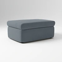 Enzo Storage Ottoman, Poly, Yarn Dyed Linen Weave, Alabaster, Concealed Support