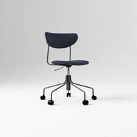 Petal Fully Upholstered Office Chair, Yarn Dyed Linen Weave, Pewter, Dark Bronze