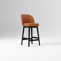 Wayne Counter Stool Armless, Saddle Leather, Nut, Cool Walnut