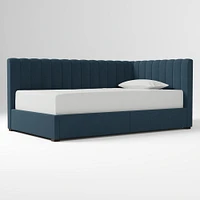 Avalon Corner Storage Bed Queen Yarn Dyed Linen Weave Alabaster