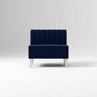 Emmett Dining Banquette Armless Bench, Yarn Dyed Linen Weave Pewter, Acorn