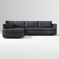 Leroy 2-Seat 2-Piece Right Bumper Chaise Sectional, Saddle Leather, Nut, Almond