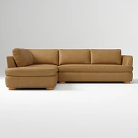 Leroy 2-Seat 2-Piece Right Bumper Chaise Sectional, Saddle Leather, Nut, Almond