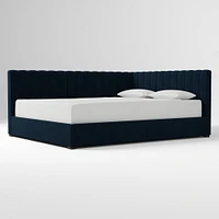 Avalon Corner Storage Bed Queen Yarn Dyed Linen Weave Alabaster