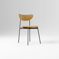 Mid Century Modern Petal Fully Uph. Dining Chair, Perf. Velvet, Ink Blue, Chmpgn Brnz