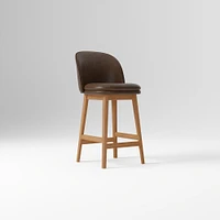 Wayne Counter Stool Armless, Saddle Leather, Nut, Cool Walnut