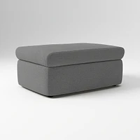 Enzo Storage Ottoman, Poly, Yarn Dyed Linen Weave, Alabaster, Concealed Support