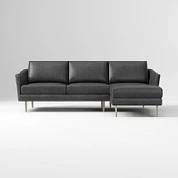 Sloane 96" Right 2-Piece Chaise Sectional, Saddle Leather, Nut, Champagne Bronze