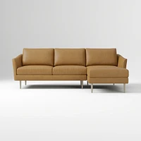 Sloane 96" Right 2-Piece Chaise Sectional, Saddle Leather, Nut, Champagne Bronze