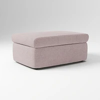 Enzo Storage Ottoman, Poly, Yarn Dyed Linen Weave, Alabaster, Concealed Support