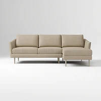 Sloane 96" Right 2-Piece Chaise Sectional, Saddle Leather, Nut, Champagne Bronze