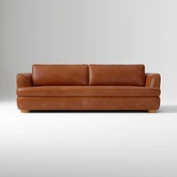 Leroy 96in Sofa, Ludlow Leather Navy, Cool Walnut