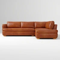 Leroy 2-Seat 2-Piece Right Bumper Chaise Sectional, Saddle Leather, Nut, Almond