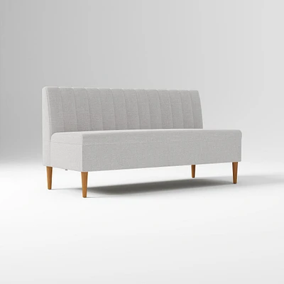Emmett Dining Banquette Armless Bench, Yarn Dyed Linen Weave Pewter, Acorn