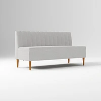 Emmett Dining Banquette Armless Bench, Yarn Dyed Linen Weave Pewter, Acorn