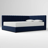 Avalon Corner Storage Bed Queen Yarn Dyed Linen Weave Alabaster