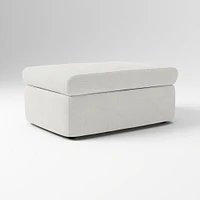 Enzo Storage Ottoman, Poly, Yarn Dyed Linen Weave, Alabaster, Concealed Support