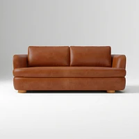 Leroy 96in Sofa, Ludlow Leather Navy, Cool Walnut