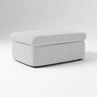 Enzo Storage Ottoman, Poly, Yarn Dyed Linen Weave, Alabaster, Concealed Support