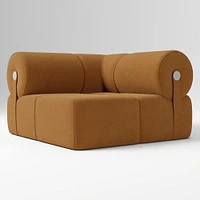 Samos Sectional Armless Performance Yarn Dyed Linen Weave Alabaster