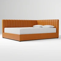 Avalon Corner Storage Bed Queen Yarn Dyed Linen Weave Alabaster