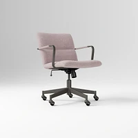 Cooper Mid-Century Office Chair, Yarn Dyed Linen Weave, Pewter, Cool Walnut and Dark Bronze