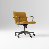Cooper Mid-Century Office Chair, Yarn Dyed Linen Weave, Pewter, Cool Walnut and Dark Bronze